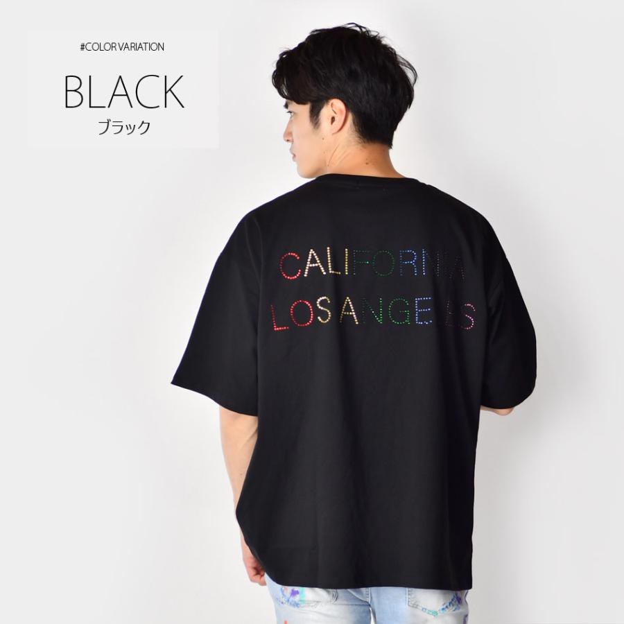 ビッグシルエット Tシャツ メンズ 半袖 大きいサイズ 韓国 モード ストリート系 サーフ ビター ラインストーン ロゴ ホワイト ブラック 白 黒 M L XL | EVOLUTION | 06