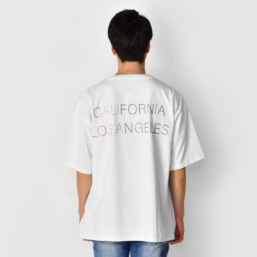 ビッグシルエット Tシャツ メンズ 半袖 大きいサイズ 韓国 モード ストリート系 サーフ ビター ラインストーン ロゴ ホワイト ブラック 白 黒 M L XL | EVOLUTION | 09