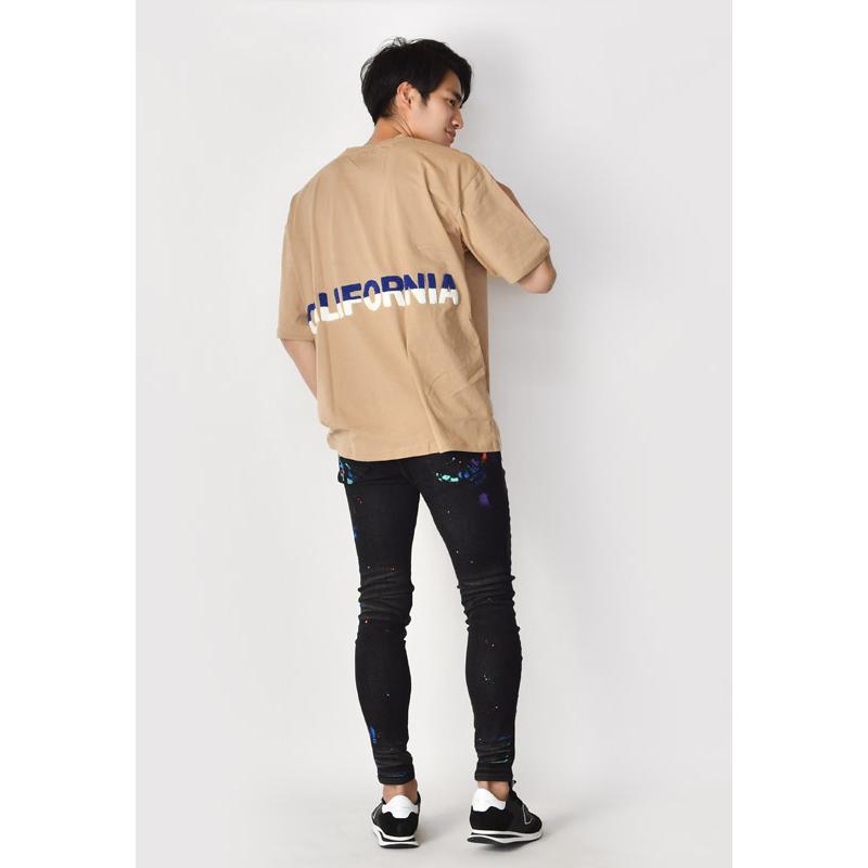 スキニー デニム ジーンズ メンズ アンクル丈 テーパードパンツ プリント ストリート ビター 韓国 黒 青 紺 ストレッチ サックス ブルー ブラック M L XL | EVOLUTION | 10