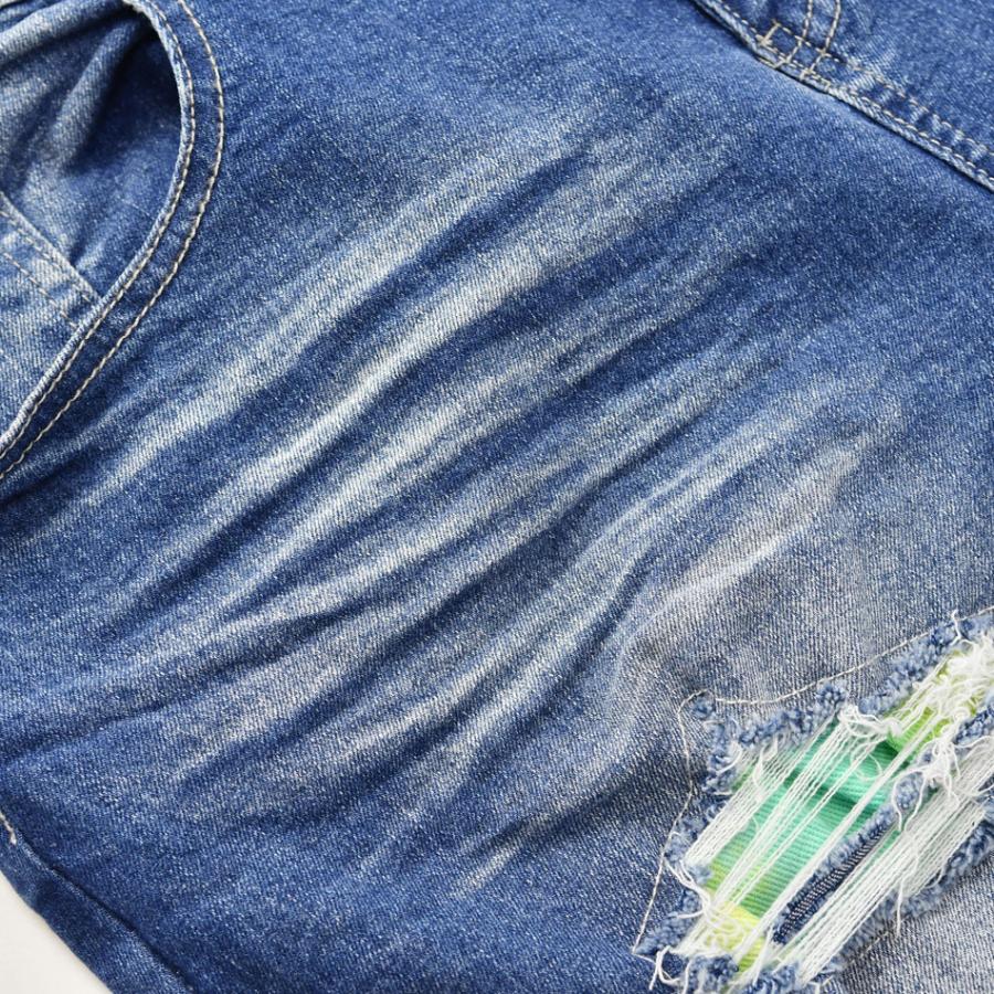 スキニー デニム ジーンズ メンズ アンクルパンツ クラッシュ加工 ユーズド加工 ストリート ビター 韓国 ブルー ストレッチ S | EVOLUTION | 17