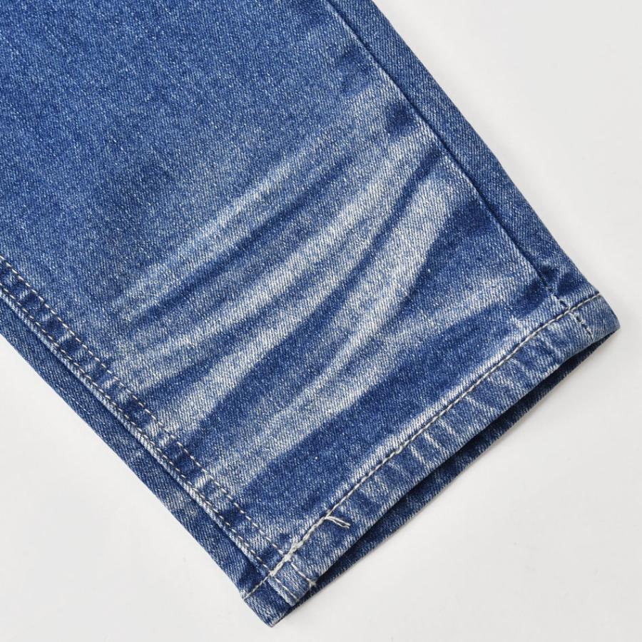 スキニー デニム ジーンズ メンズ アンクルパンツ クラッシュ加工 ユーズド加工 ストリート ビター 韓国 ブルー ストレッチ S | EVOLUTION | 18