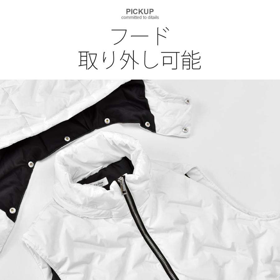 ダウンベスト メンズ L M Xl アウトドア カーキ サーフ シームレス ビター フード取り外し可 ブラック ホワイト モード 中綿 撥水加工 暖かい 白 細身 軽い 黒 54 Off 中綿