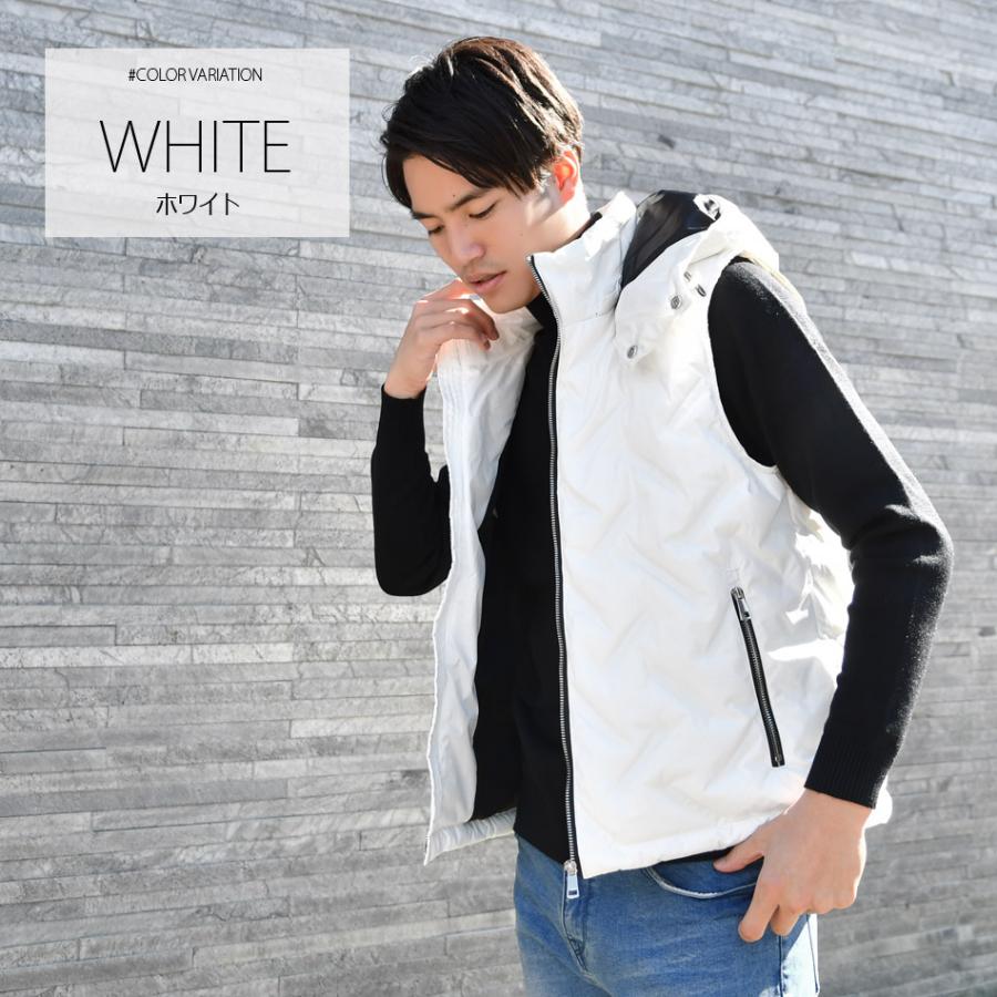 ダウンベスト メンズ L M Xl アウトドア カーキ サーフ シームレス ビター フード取り外し可 ブラック ホワイト モード 中綿 撥水加工 暖かい 白 細身 軽い 黒 54 Off 中綿