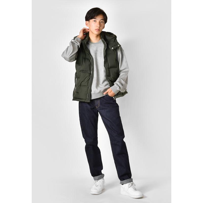 ダウンベスト メンズ 中綿 シームレス 撥水加工 フード取り外し可 無地 モード アウトドア サーフ 暖かい 軽い ホワイト カーキ ブラック 白 黒 M L XL 23504 | EVOLUTION | 10