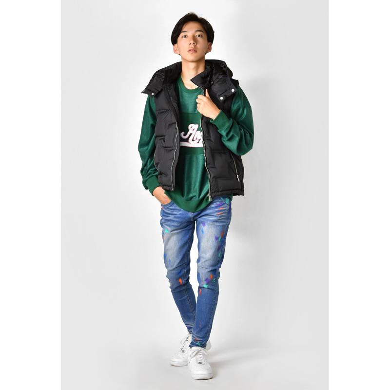 ダウンベスト メンズ 中綿 シームレス 撥水加工 フード取り外し可 無地 モード アウトドア サーフ 暖かい 軽い ホワイト カーキ ブラック 白 黒 M L XL 23504 | EVOLUTION | 12