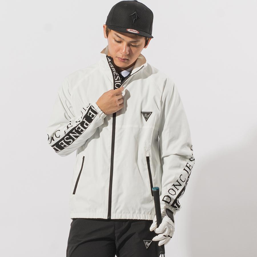 ナイロンダブルライントラックジャケット メンズ ロゴ ゴルフ アウトドア ストリート 白 黒 ホワイト ベージュ ブラック M L XL | EVOLUTION | 04