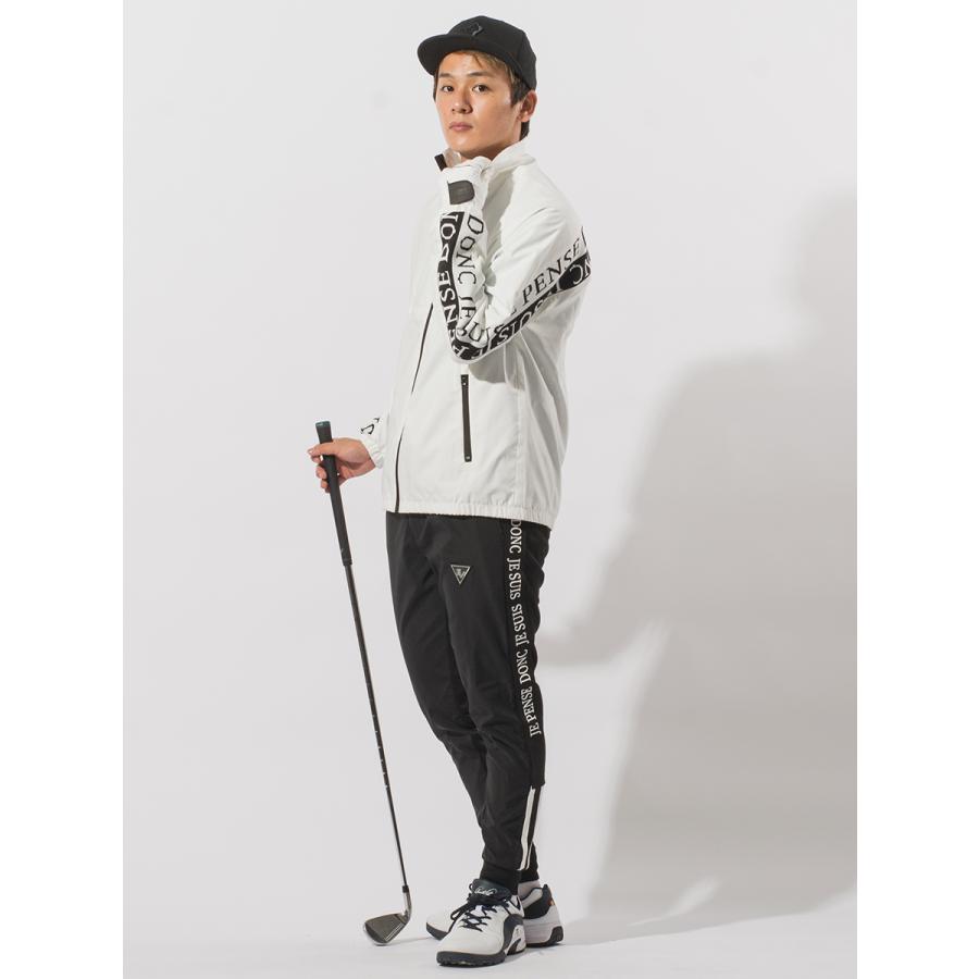 ナイロンダブルライントラックジャケット メンズ ロゴ ゴルフ アウトドア ストリート 白 黒 ホワイト ベージュ ブラック M L XL | EVOLUTION | 08