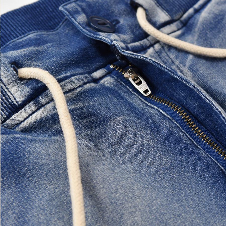 ジョガーパンツ メンズ スウェット インディゴ染め ユーズド加工 アメカジ サーフ ビター 青 紺 ブルー インディゴ S M L XL LL 2L XXL 3L LLL | EVOLUTION | 14