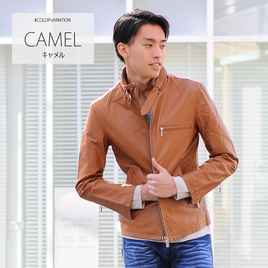 sacro レザージャケット メンズ 本革 キャメル ブルー 青 sacro レザージャケット メンズ 本革 キャメル ブルー 青
