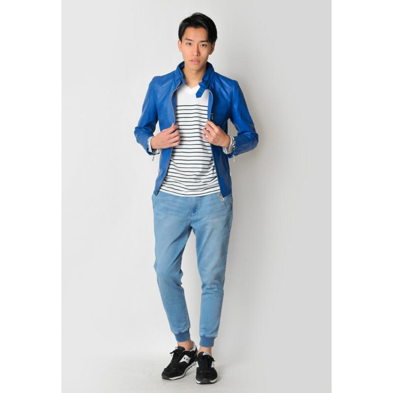 レザージャケット メンズ 本革 キャメル ブルー 青 ブラック 黒 M L XL 2L L ライダース シングル 革ジャン リアルレザー 春 秋 Sacro サークロ hk 13567 | sacro | 08