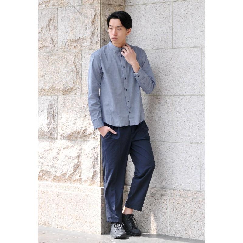 シャツ メンズ 長袖 カジュアル 春夏 レッド ブルー グレー 赤 青 M L Xl 2l Ll シャンブレー バンドカラー カジュアルシャツ ドレス シャツ Sacro メンズジャケット バッグ 鞄 のhk 通販 Yahoo ショッピング