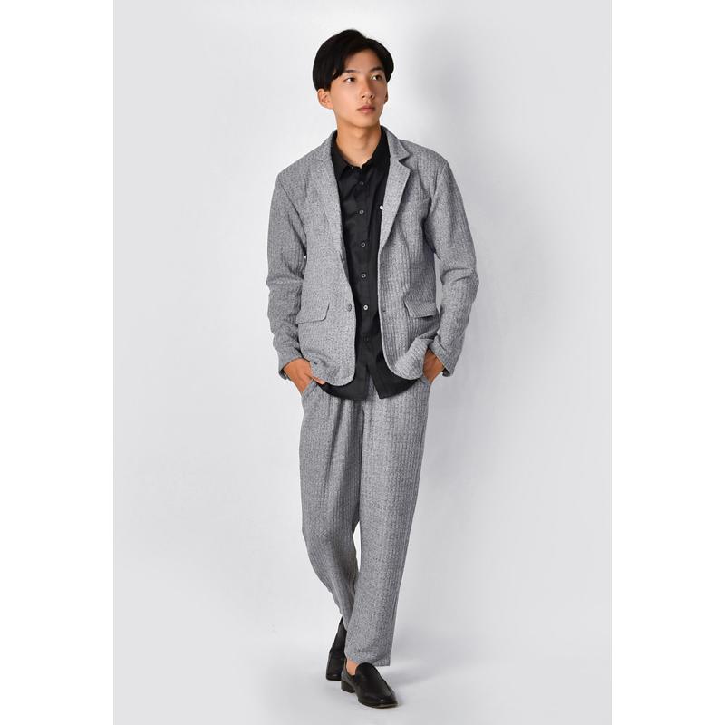 ジャケット メンズ ニット ニット テーラード 春秋冬 ストライプ ストレッチ カジュアル 綺麗め モード系 ライトグレー ダークグリーン チャコール M L XL | EVOLUTION | 06