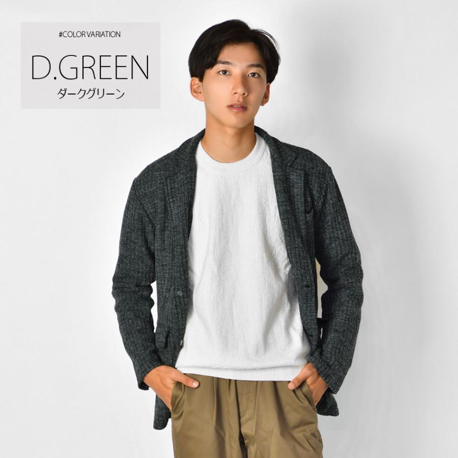 ジャケット メンズ ニット ニット テーラード 春秋冬 ストライプ ストレッチ カジュアル 綺麗め モード系 ライトグレー ダークグリーン チャコール M L XL | EVOLUTION | 07