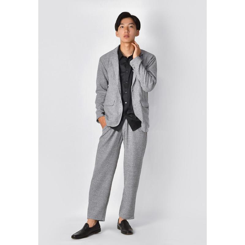 テーパードパンツ メンズ アンクルパンツ 春秋冬 ストライプ カジュアル 綺麗め モード系 ストレッチ ライトグレー ダークグリーンチャコール M L XL 23529 | EVOLUTION | 06