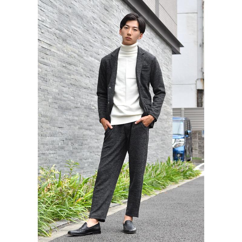 テーパードパンツ メンズ アンクルパンツ 春秋冬 ストライプ カジュアル 綺麗め モード系 ストレッチ ライトグレー ダークグリーンチャコール M L XL 23529 | EVOLUTION | 10