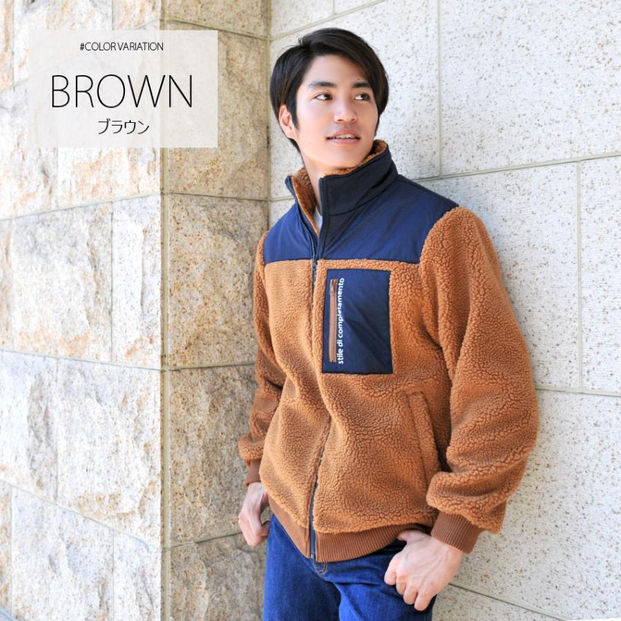 ボアジャケット ボアブルゾン メンズ 秋冬 大きいサイズ アウトドア ベージュ ブラウン ブラック 黒 M L 2L 3L XL LL XXL Sacro サークロ hk 19557 | sacro | 08