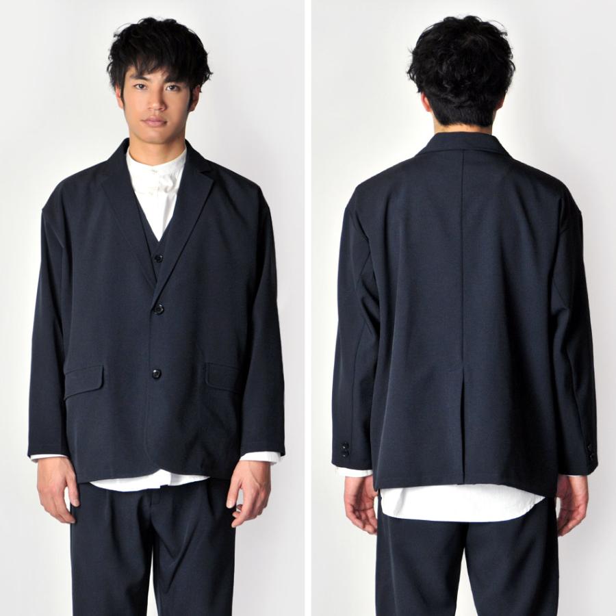 セットアップ メンズ ビッグシルエット スリーピース ジャケット ベスト パンツ モード 韓国ファッション ベージュ カーキ ネイビー ブラック 紺 黒 M L XL | EVOLUTION | 14