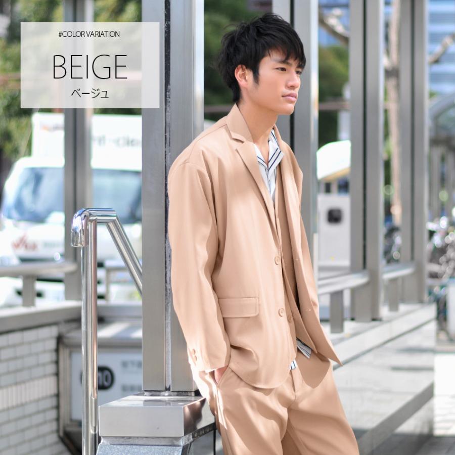 セットアップ メンズ ビッグシルエット スリーピース ジャケット ベスト パンツ モード 韓国ファッション ベージュ カーキ ネイビー ブラック 紺 黒 M L XL | EVOLUTION | 06