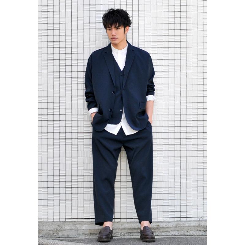 セットアップ メンズ ビッグシルエット スリーピース ジャケット ベスト パンツ モード 韓国ファッション ベージュ カーキ ネイビー ブラック 紺 黒 M L XL | EVOLUTION | 11
