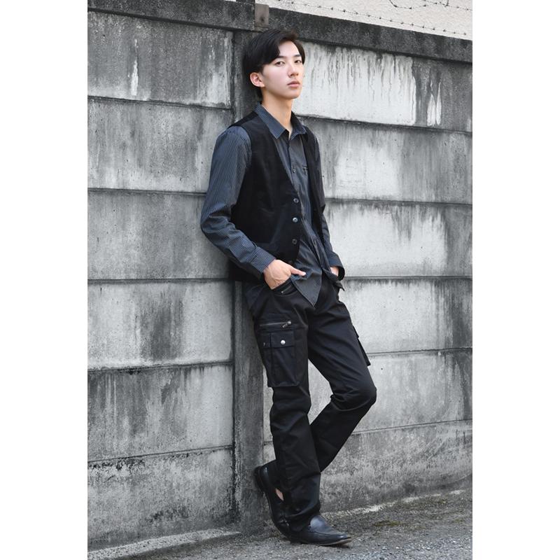 シャツ メンズ カジュアル 長袖 無地 ストライプ モード 綺麗め タイト スリム 春夏秋冬 白 黒 ホワイト ブラック ネイビー 大きいサイズ M L XL 2L 3L 4L 5L | EVOLUTION | 14