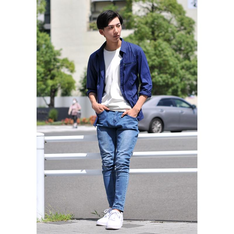 シャツ メンズ カジュアル 長袖 無地 ストライプ モード 綺麗め タイト スリム 春夏秋冬 白 黒 ホワイト ブラック ネイビー 大きいサイズ M L XL 2L 3L 4L 5L | EVOLUTION | 12