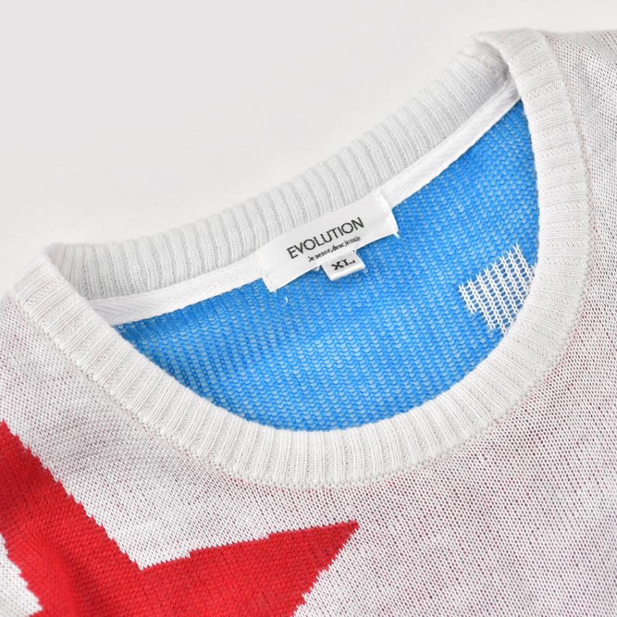 ニット メンズ セーター クルーネック 長袖 薄手 モノグラム ジャガード 春秋冬 ハイゲージ サーフ モード ビター オラオラ系 ホワイト ブラック 白 黒 M L XL | EVOLUTION | 11