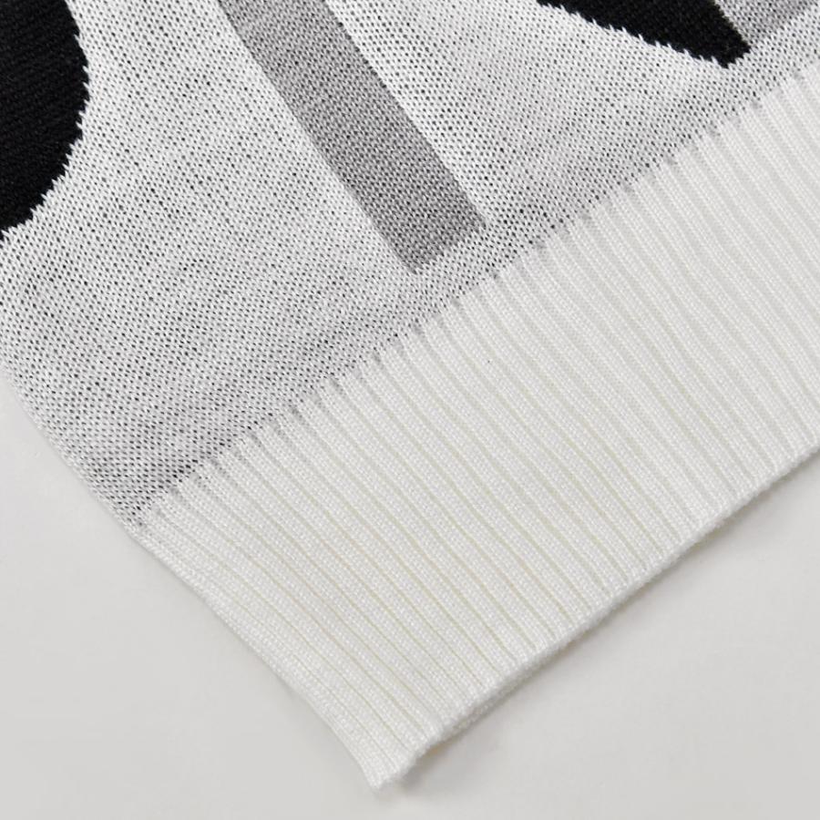 ニット メンズ セーター クルーネック 長袖 薄手 ロゴ 春秋冬 暖かい ハイゲージ サーフ モード ビター オラオラ お兄系 ホワイト ブラック 白 黒 M L | EVOLUTION | 13