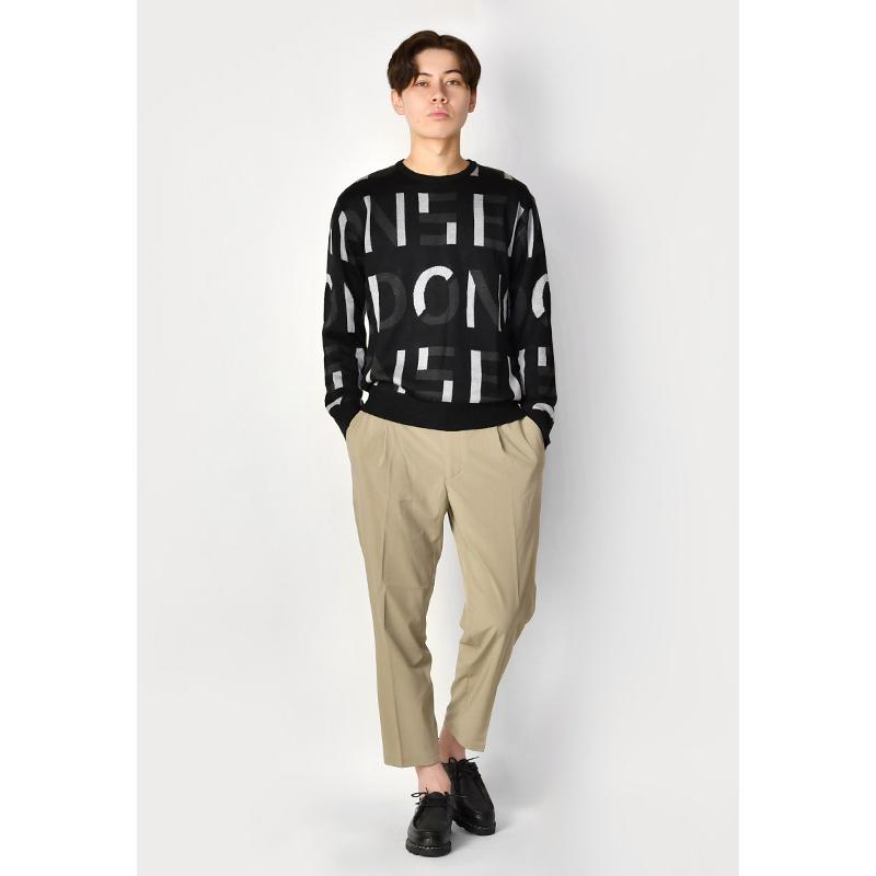 ニット メンズ セーター クルーネック 長袖 薄手 ロゴ 春秋冬 暖かい ハイゲージ サーフ モード ビター オラオラ お兄系 ホワイト ブラック 白 黒 M L | EVOLUTION | 07