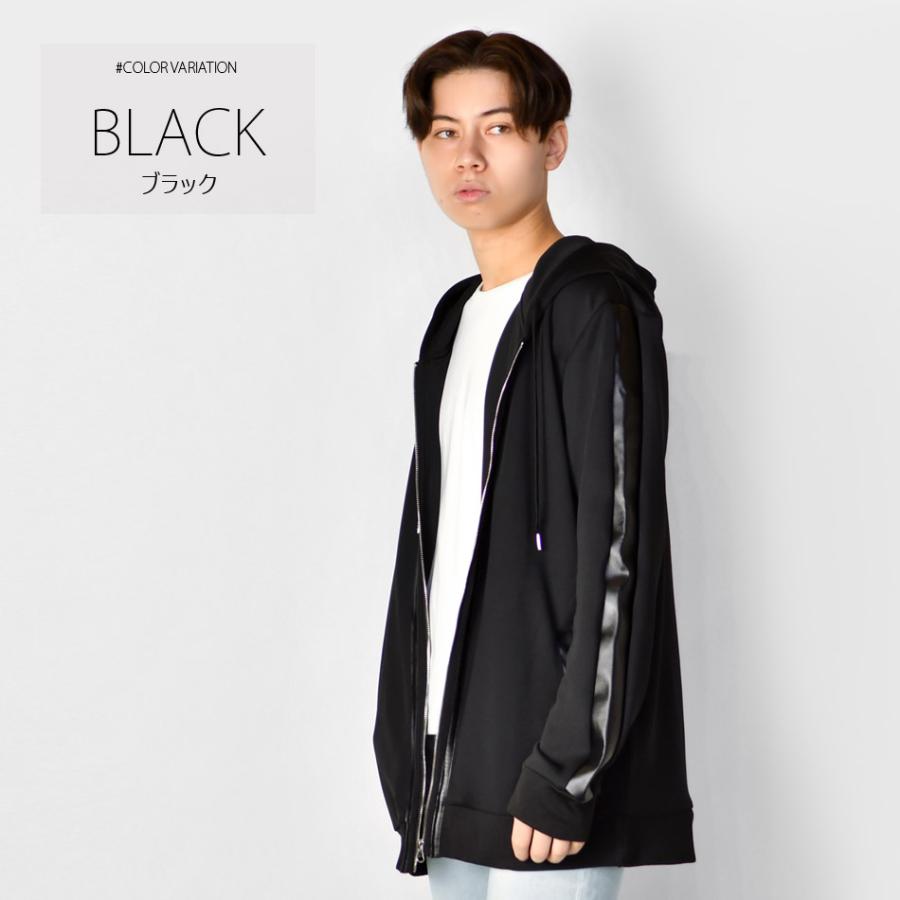 EVOLUTION パーカー メンズ ジップパーカー 切替 フェイクレザー