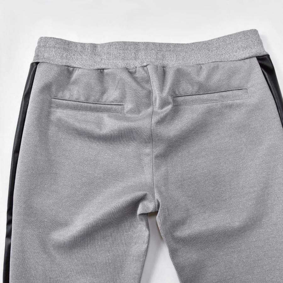 ジョガーパンツ メンズ ジャージ スウェットパンツ ライン フェイクレザー 切替 ロゴ モード系 ストリート系 サーフ系 ビター系 黒 グレー ブラック M L XL | EVOLUTION | 14