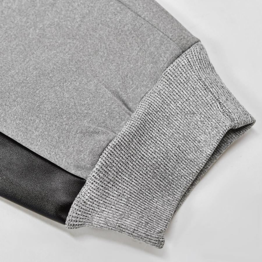 ジョガーパンツ メンズ ジャージ スウェットパンツ ライン フェイクレザー 切替 ロゴ モード系 ストリート系 サーフ系 ビター系 黒 グレー ブラック M L XL | EVOLUTION | 17