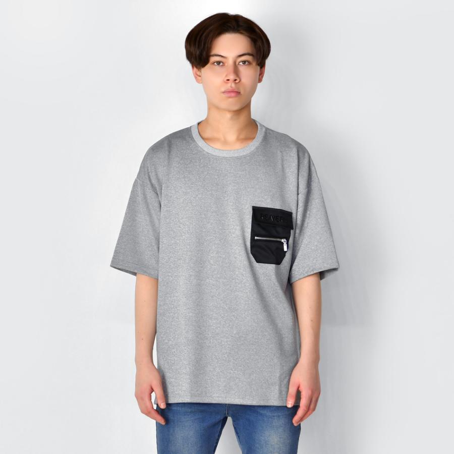 ビッグシルエット tシャツ メンズ 半袖 クルーネック ポンチ ストリート系 サーフ系 ビター系 韓国ファッション グレー モカ ブラック 黒 ポケット M L XL LL 2L | EVOLUTION | 12