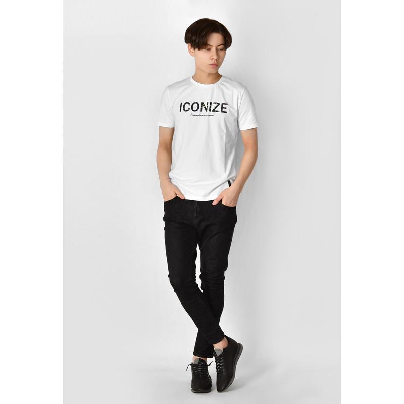 Tシャツ メンズ 半袖 ロゴ ロゴティー ラインストーン クルーネック サーフ系 ビター系 ストリート系 ホワイト ブラック 白 黒 M L XL LL 2L | EVOLUTION | 05