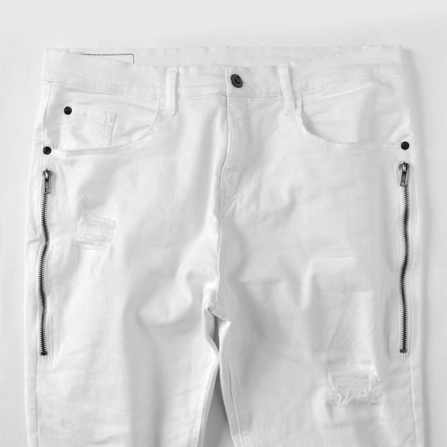 スキニーパンツ メンズ ストレッチ サイドジップ クラッシュ ユーズド タイト アメカジ サーフ ビター系 オラオラ系 お兄系 白 黒 ホワイト ブラック S M L XL | EVOLUTION | 13