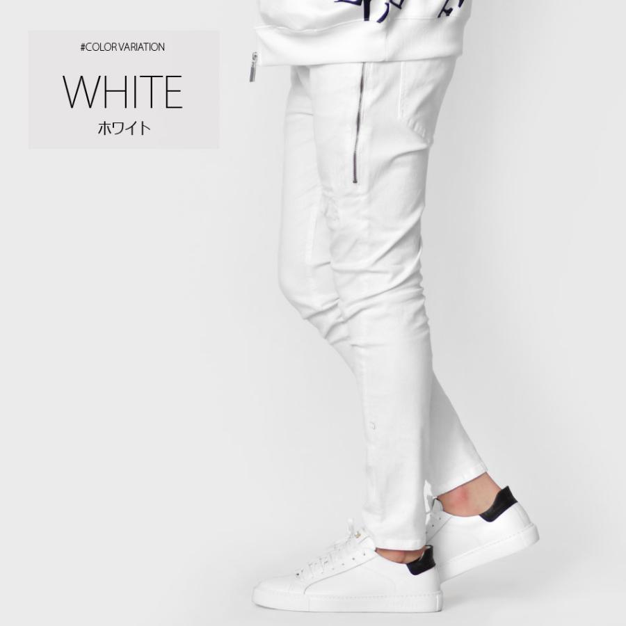 スキニーパンツ メンズ ストレッチ サイドジップ クラッシュ ユーズド タイト アメカジ サーフ ビター系 オラオラ系 お兄系 白 黒 ホワイト ブラック S M L XL | EVOLUTION | 05