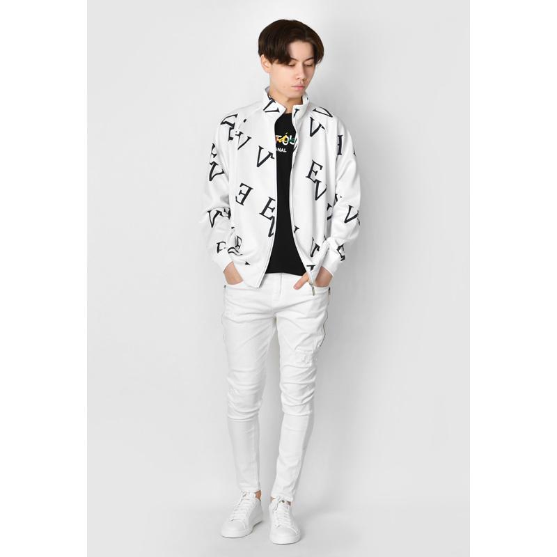 スキニーパンツ メンズ ストレッチ サイドジップ クラッシュ ユーズド タイト アメカジ サーフ ビター系 オラオラ系 お兄系 白 黒 ホワイト ブラック S M L XL | EVOLUTION | 06