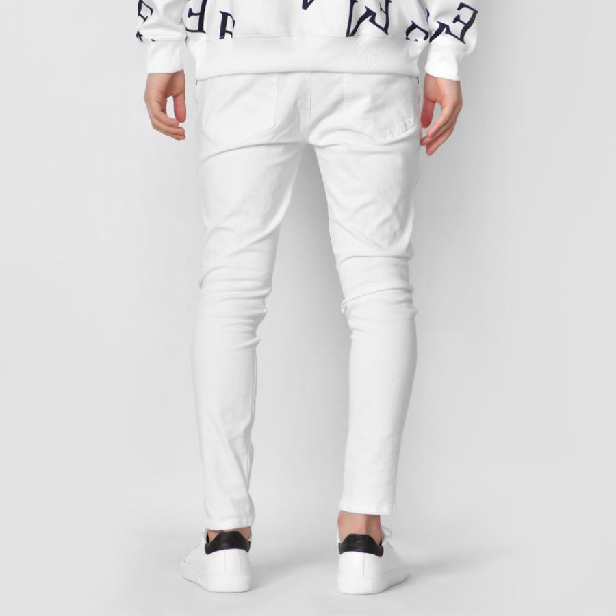 スキニーパンツ メンズ ストレッチ サイドジップ クラッシュ ユーズド タイト アメカジ サーフ ビター系 オラオラ系 お兄系 白 黒 ホワイト ブラック S M L XL | EVOLUTION | 11