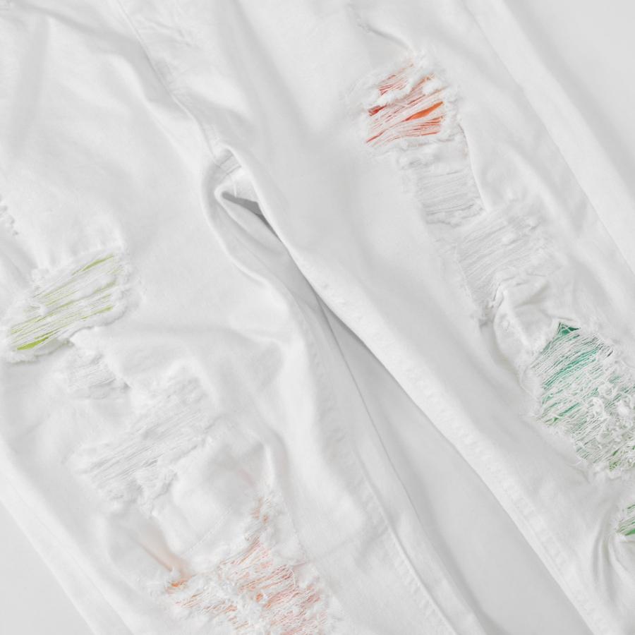 スキニーパンツ メンズ ストレッチ アンクルパンツ ユーズド加工 タイト 細め アメカジ サーフ系 ビター系 オラオラ系 お兄系 白 黒 ホワイト ブラック S M L XL | EVOLUTION | 15