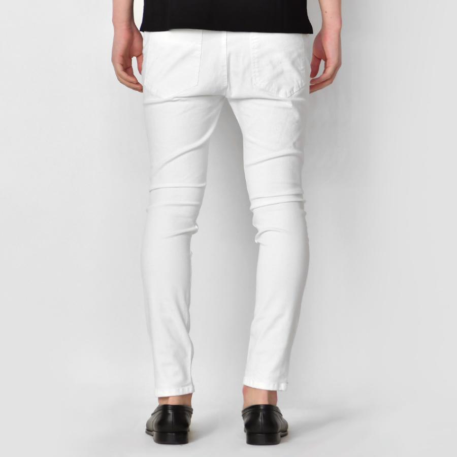 スキニーパンツ メンズ ストレッチ アンクルパンツ ユーズド加工 タイト 細め アメカジ サーフ系 ビター系 オラオラ系 お兄系 白 黒 ホワイト ブラック S M L XL | EVOLUTION | 11