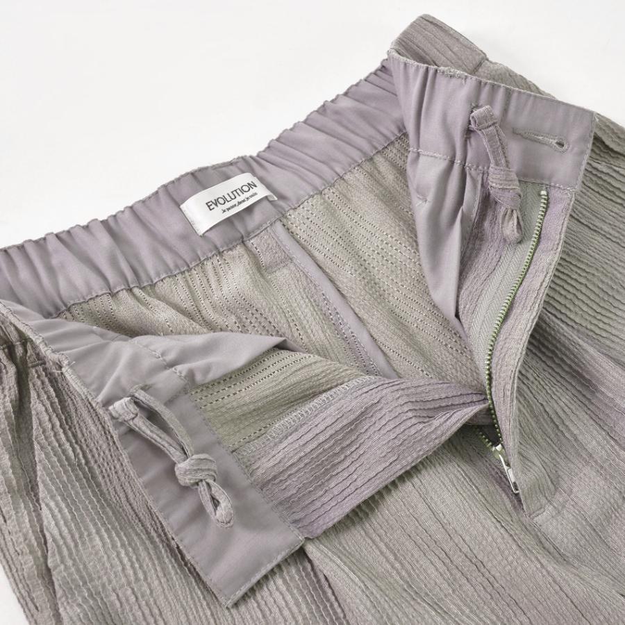 テーパードパンツ メンズ イージーパンツ ストレッチ 1タック 春夏秋 軽い 涼しい 楊柳 モード 韓国ファッション 黒 グレー カーキ チャコール ブラック M L | EVOLUTION | 16