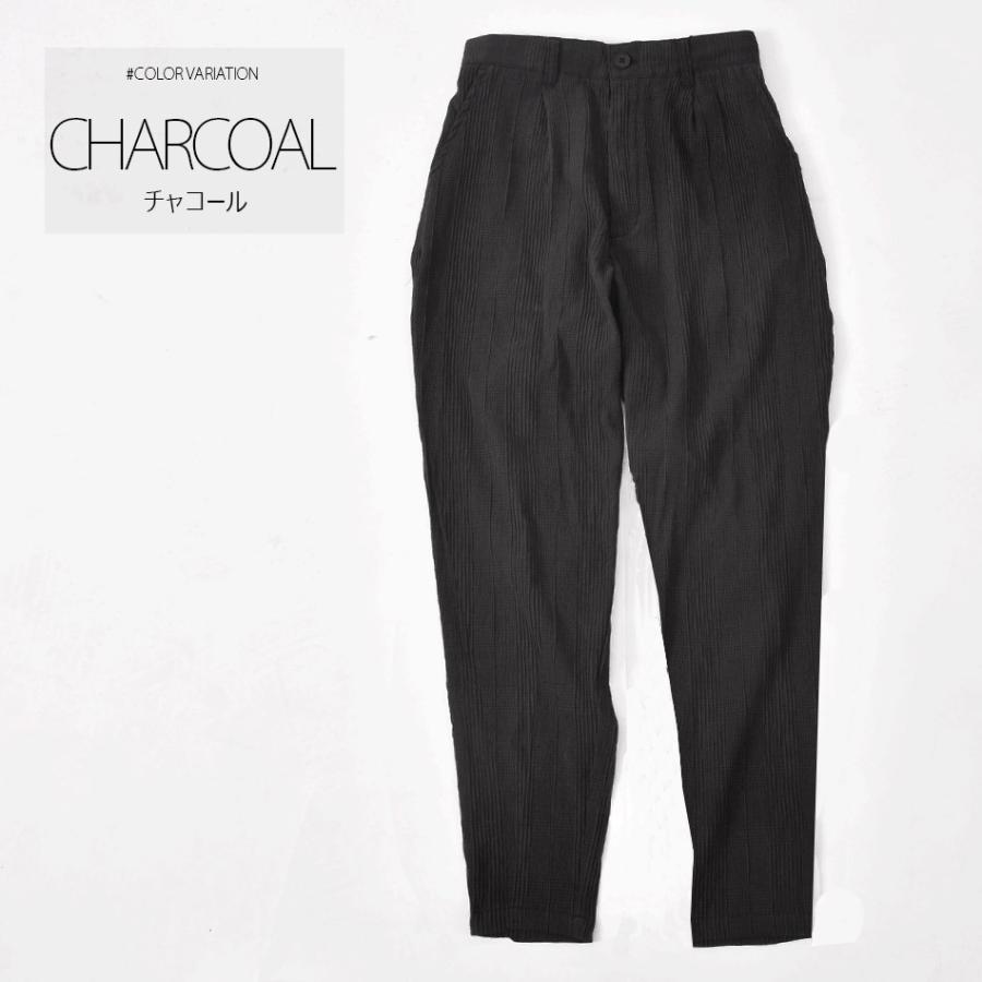 テーパードパンツ メンズ イージーパンツ ストレッチ 1タック 春夏秋 軽い 涼しい 楊柳 モード 韓国ファッション 黒 グレー カーキ チャコール ブラック M L | EVOLUTION | 09