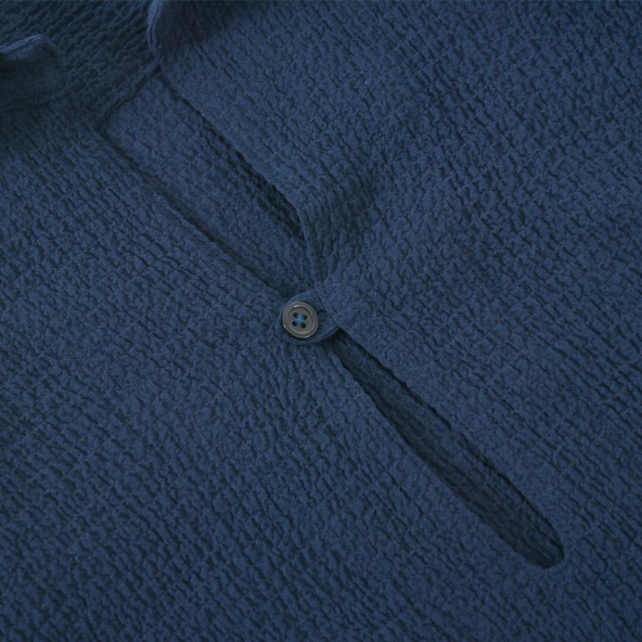 シャツ メンズ カプリシャツ 7分丈 リゾートシャツ スキッパーシャツ ストレッチ イタリア系 サーフ系 ビター系 春夏秋 ホワイト グレージュ ネイビー 白 紺 M L | EVOLUTION | 13