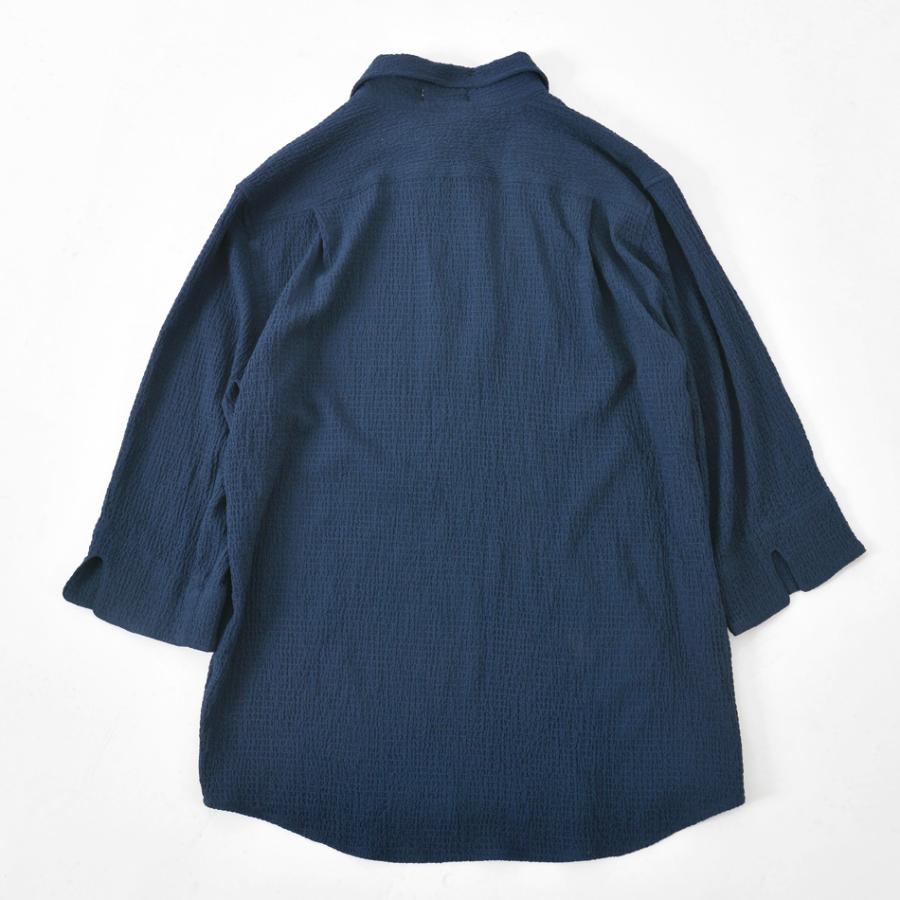 シャツ メンズ カプリシャツ 7分丈 リゾートシャツ スキッパーシャツ ストレッチ イタリア系 サーフ系 ビター系 春夏秋 ホワイト グレージュ ネイビー 白 紺 M L | EVOLUTION | 11