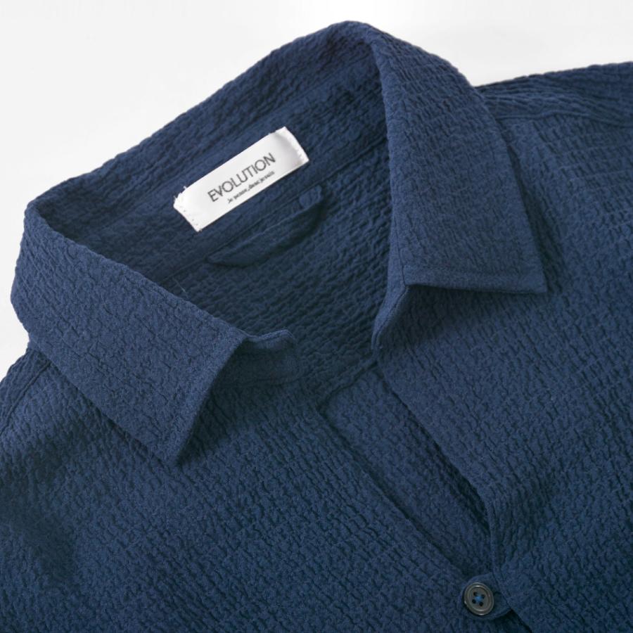 シャツ メンズ カプリシャツ 7分丈 リゾートシャツ スキッパーシャツ ストレッチ イタリア系 サーフ系 ビター系 春夏秋 ホワイト グレージュ ネイビー 白 紺 M L | EVOLUTION | 12