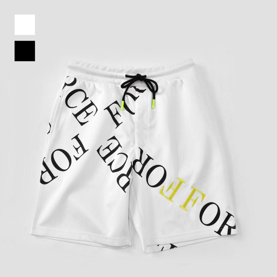 ハーフパンツ メンズ ショートパンツ ハーパン プリント 総柄 ストリート サーフ オラオラ系 モード ビター系 蛍光 白 黒 ホワイト イエロー ブラック M L XL | EVOLUTION