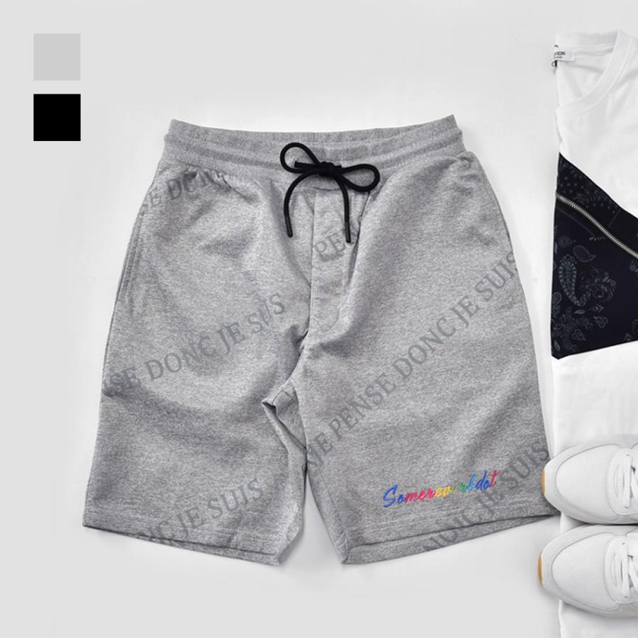 ハーフパンツ メンズ ショートパンツ プリント ロゴ 総柄 刺繍 ストリート サーフ オラオラ モード ビター ゴルフウエア ジムウエア 黒 グレー ブラック M L XL | EVOLUTION