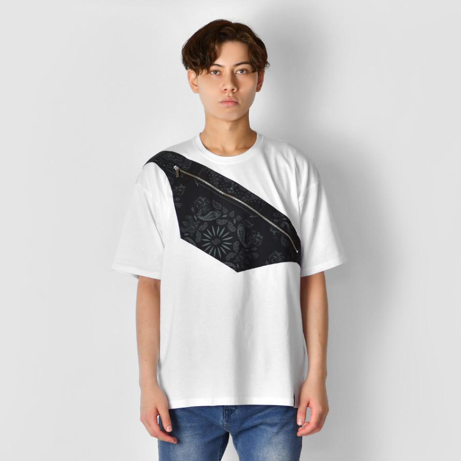 Tシャツ メンズ ビッグシルエット 大きいサイズ プリント 半袖 フェイクボディーバッグ 春夏秋 ストリート サーフ ビター オラオラ 白 黒 ホワイト ブラック M L | EVOLUTION | 10