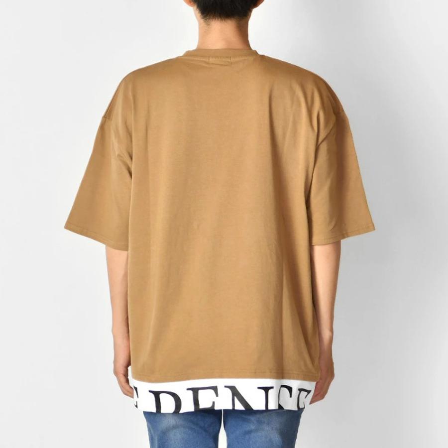 Tシャツ メンズ 半袖 ビッグシルエット 大きいサイズ フェイクレイヤード ロゴ 春夏秋 サーフ ビター ストリート 白 黒 ホワイト ベージュ ブラック M L XL | EVOLUTION | 09