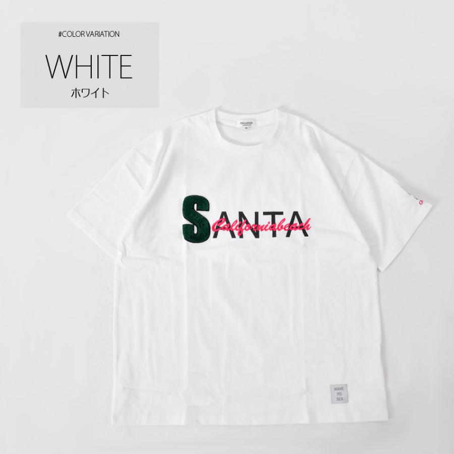 Tシャツ メンズ ビッグシルエット 半袖 ロゴ サガラ刺繍 サーフ系 ストリート系 韓国ファッション ビター系 ホワイト ブラック グリーン 白 黒 緑 M L XL | EVOLUTION | 05