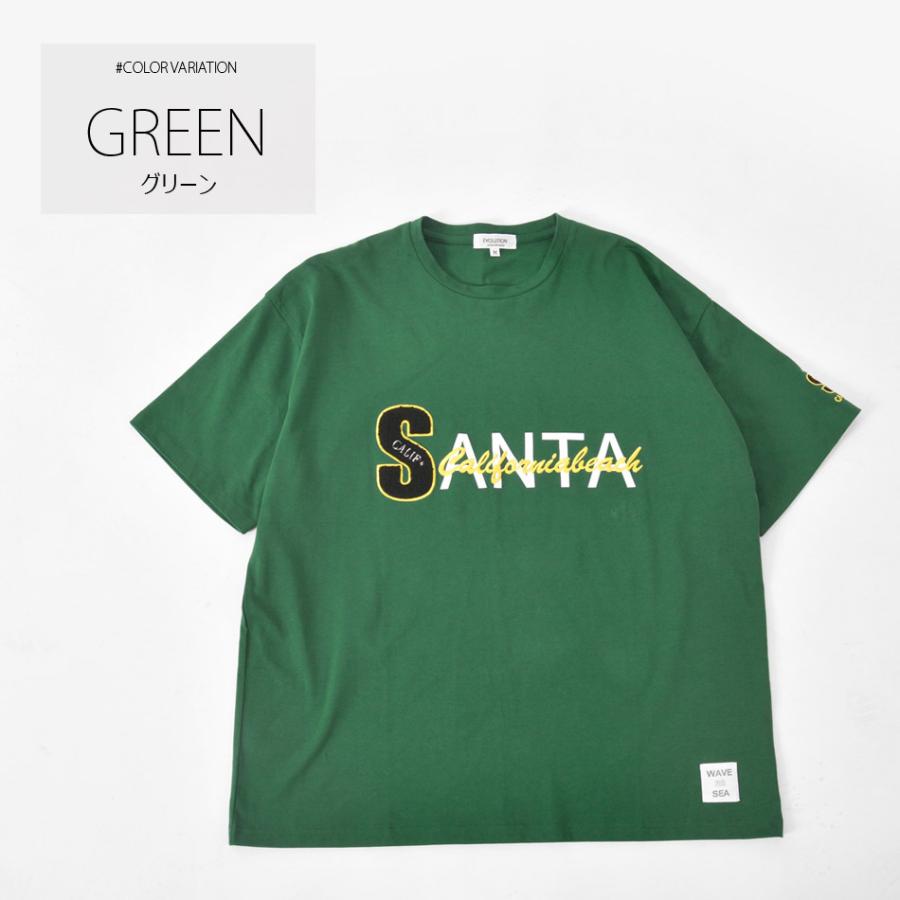 Tシャツ メンズ ビッグシルエット 半袖 ロゴ サガラ刺繍 サーフ系 ストリート系 韓国ファッション ビター系 ホワイト ブラック グリーン 白 黒 緑 M L XL | EVOLUTION | 06